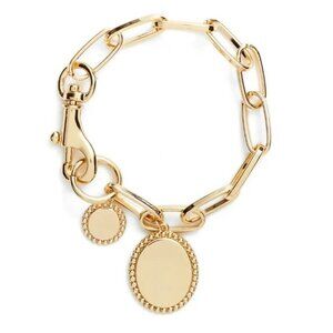 Rebecca Minkoff gold Medallion Link brass Bracelet